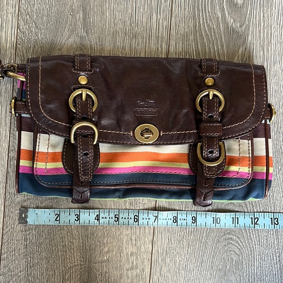 Coach 65th Anniversary Legacy Brown Leather Color Stripe Garcia Clutch/Wristlet - Picture 14 of 14